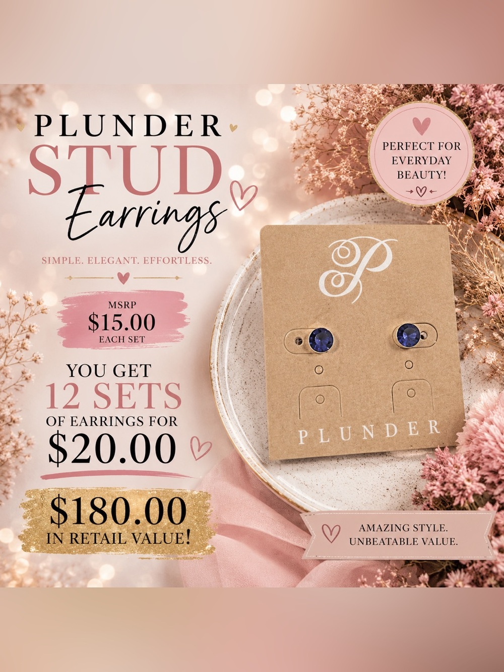 Plunder Blue Crystal Stud Earrings